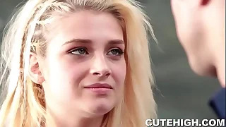 Skinny Aubrey Flaxen Giving Blowjob and Laid